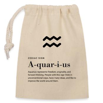 Aquarius - Zodiac Sign - Verschließbarer Geschenkbeutel aus Baumwolle (14x20cm) - Natur - Vorne