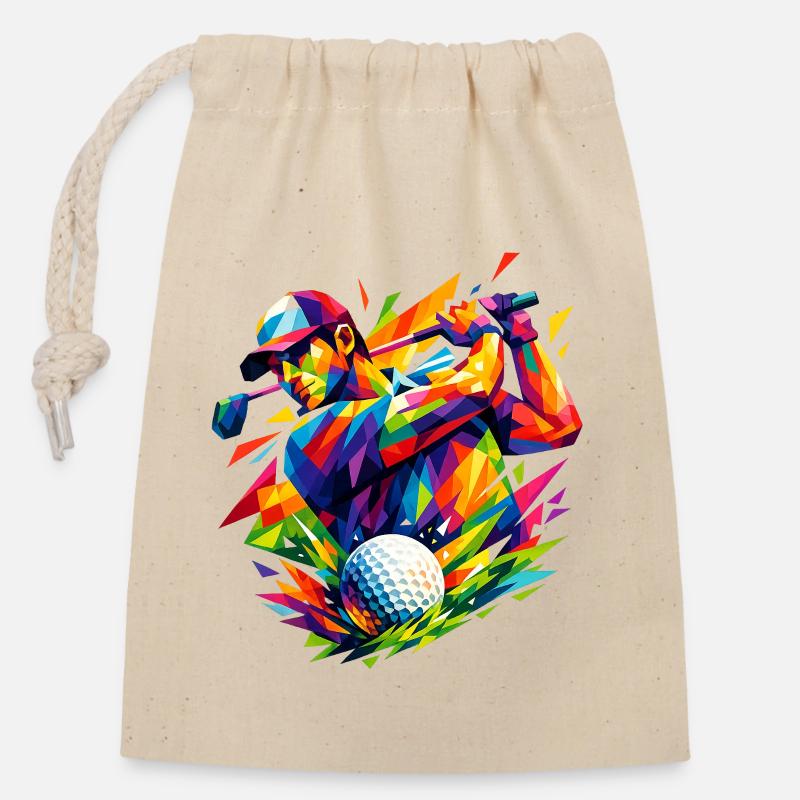 Explosion de couleurs dans les coups de golf - Sac cadeau en coton avec cordon (14 x 20 cm) - nature