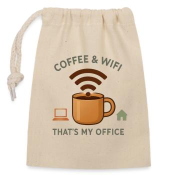 Café WiFi c'est mon bureau - télétravail - Sac cadeau en coton avec cordon (14 x 20 cm) - nature - Devant