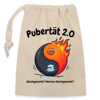 Pubertät 2.0 - Menopause Yin Yang & Gleichgewicht - Verschließbarer Geschenkbeutel aus Baumwolle (14x20cm) - Natur - Vorne