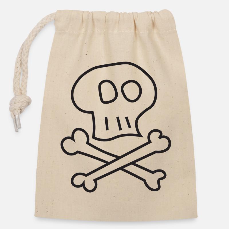 Skull_and_Bones - Closable cotton gift bag (14x20cm) - nature