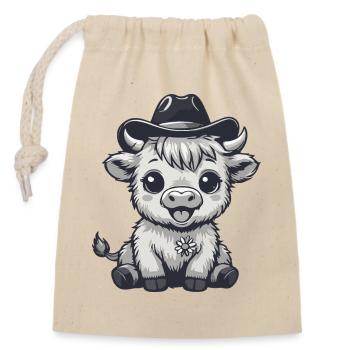 Adorable Cowboy Cowhide - Closable cotton gift bag (14x20cm) - nature - Front