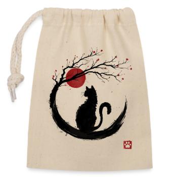 Sakura Neko - Closable cotton gift bag (14x20cm) - nature - Front