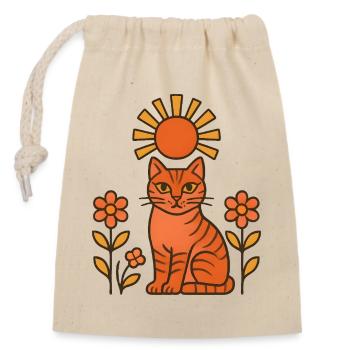 Chat du soleil dans la forêt d’orangers - Sac cadeau en coton avec cordon (14 x 20 cm) - nature - Devant