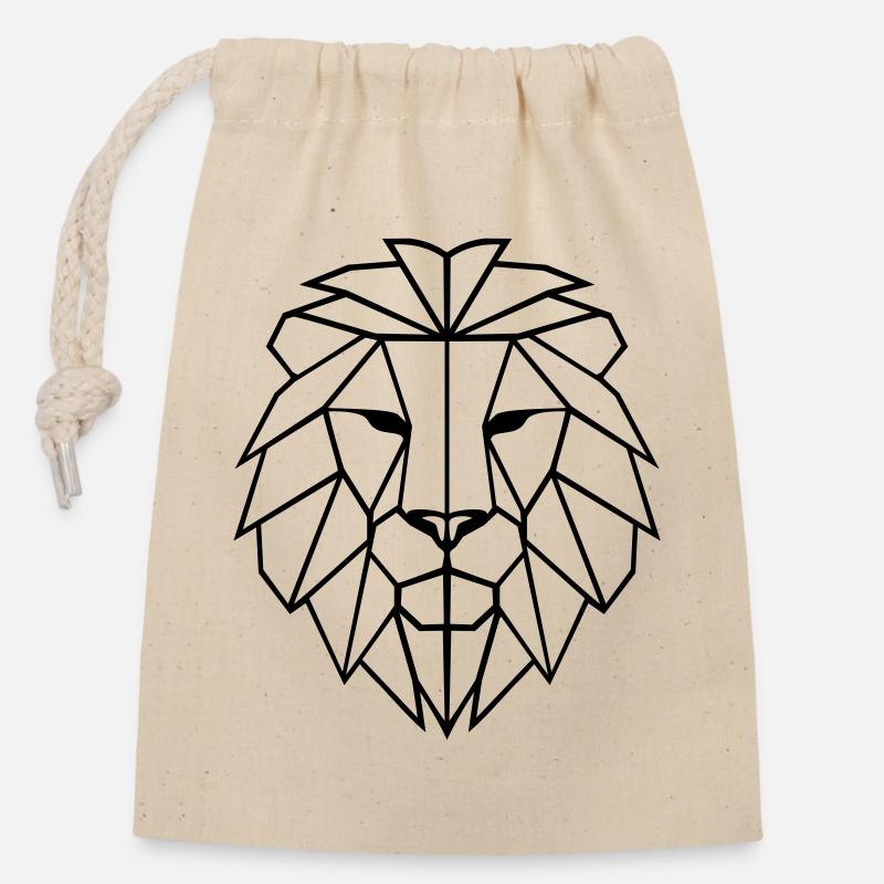 Lion Polygon - Closable cotton gift bag (14x20cm) - nature