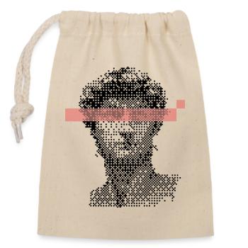 Digital David Michelangelo Pixel-Design - Verschließbarer Geschenkbeutel aus Baumwolle (14x20cm) - Natur - Vorne