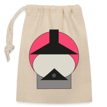 Minimalist firefighter helmet in pink - Closable cotton gift bag (14x20cm) - nature - Front