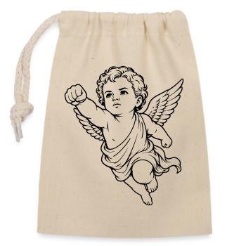 Motif du poing ange du chérubin volant - Sac cadeau en coton avec cordon (14 x 20 cm) - nature - Devant