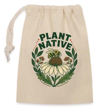 Plantez un jardin indigène des abeilles et des échinaces - Sac cadeau en coton avec cordon (14 x 20 cm) - nature - Devant