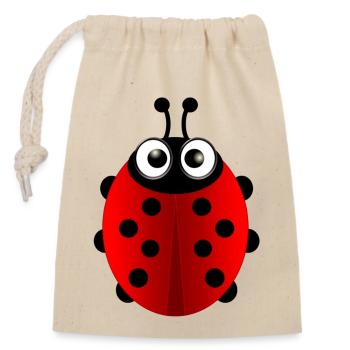 Marienkäfer (ladybug) 01 - Verschließbarer Geschenkbeutel aus Baumwolle (14x20cm) - Natur - Vorne