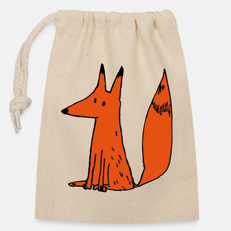 renardrouxmam - Closable cotton gift bag (14x20cm) - nature