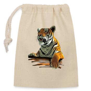 Tiger - Sac cadeau en coton avec cordon (14 x 20 cm) - nature - Devant