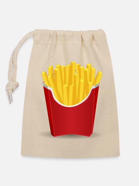 Pommes - Verschließbarer Geschenkbeutel aus Baumwolle (14x20cm) - Natur