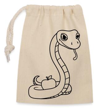 evil devil apple eva adam human god ver - Closable cotton gift bag (14x20cm) - nature - Front
