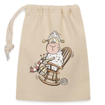 Tricoter des moutons I Chemise d'amusement de grand-mère - Sac cadeau en coton avec cordon (14 x 20 cm) - nature - Devant