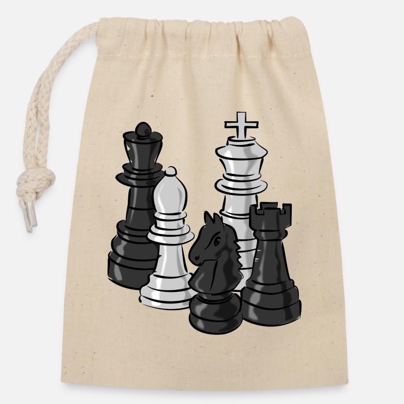 schach figuren sport - Verschließbarer Geschenkbeutel aus Baumwolle (14x20cm) - Natur