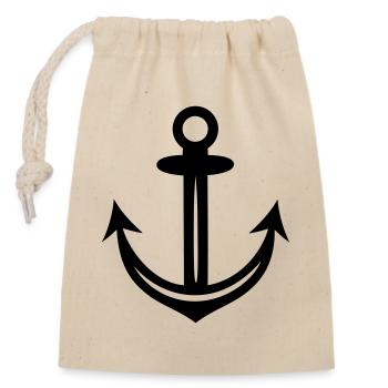 Anker Ahoi Kapitän Segeln - Closable cotton gift bag (14x20cm) - nature - Front