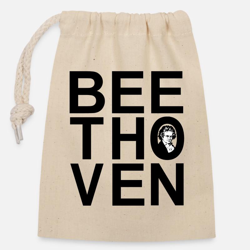Beethoven - Sac cadeau en coton avec cordon (14 x 20 cm) - nature