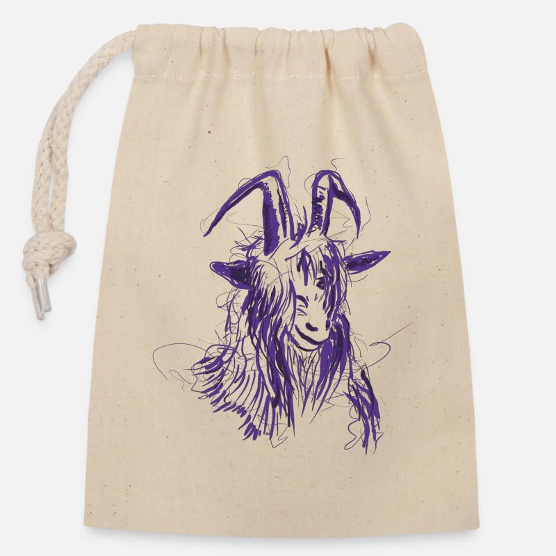Buck (violet) - Sac cadeau en coton avec cordon (14 x 20 cm) - nature