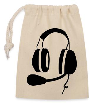 headset airplane pilot aviator ultra light aircraft - Closable cotton gift bag (14x20cm) - nature - Front