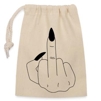 Doigt du milieu - amour - main - amour - Sac cadeau en coton avec cordon (14 x 20 cm) - nature - Devant