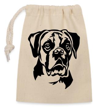 Boxer Head - Closable cotton gift bag (14x20cm) - nature - Front