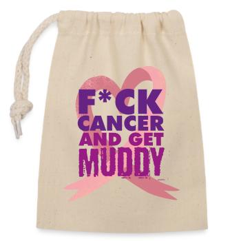 Breast Cancer Run Muddy Run Shirt - Closable cotton gift bag (14x20cm) - nature - Front
