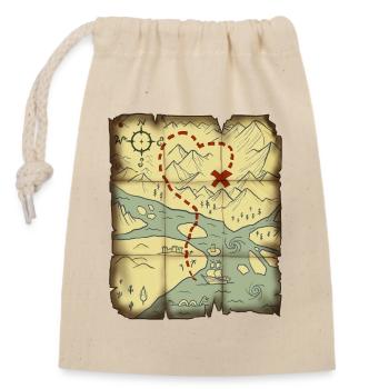 Treasure map to the most valuable treasure (Valentine's Day - Closable cotton gift bag (14x20cm) - nature - Front