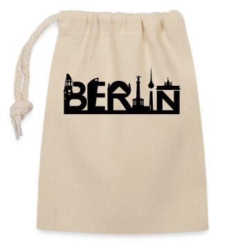 Berlin skyline with sights - Closable cotton gift bag (14x20cm) - nature - Front