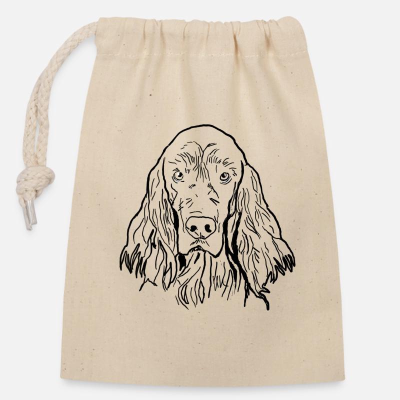 Irish Setter - Closable cotton gift bag (14x20cm) - nature