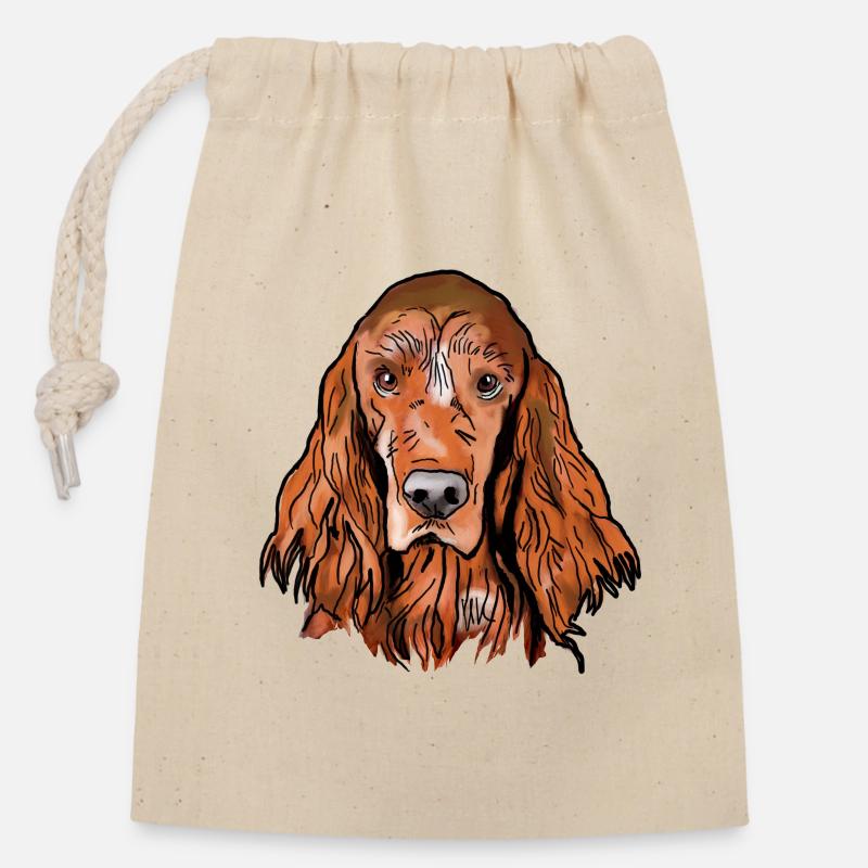 Irish Setter - Closable cotton gift bag (14x20cm) - nature