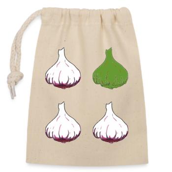 knoblauch 4er - Verschließbarer Geschenkbeutel aus Baumwolle (14x20cm) - Natur - Vorne