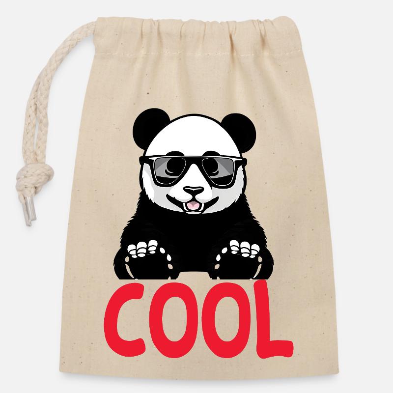 cooler Panda - Verschließbarer Geschenkbeutel aus Baumwolle (14x20cm) - Natur