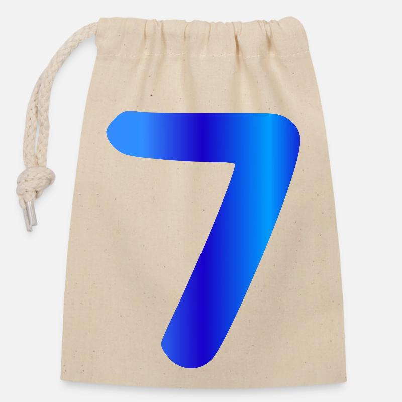 7 ans anniversaire bleu - Sac cadeau en coton avec cordon (14 x 20 cm) - nature