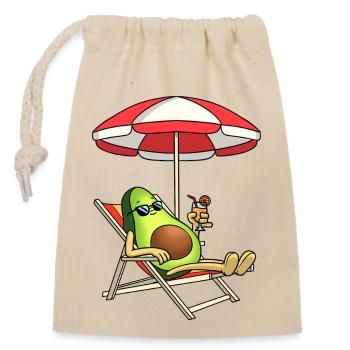 Avocado mit Cocktail am Strand - Verschließbarer Geschenkbeutel aus Baumwolle (14x20cm) - Natur - Vorne