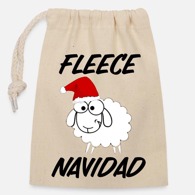 Fleece Navidad - Closable cotton gift bag (14x20cm) - nature