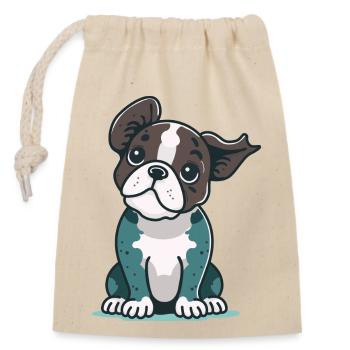 Illustration de pitbull mignon - Sac cadeau en coton avec cordon (14 x 20 cm) - nature - Devant
