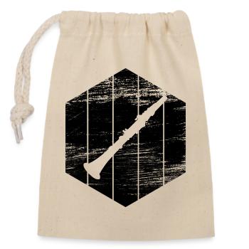 Clarinet sketch - Closable cotton gift bag (14x20cm) - nature - Front