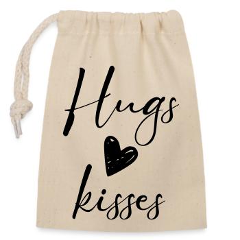 hugs kisses - Verschließbarer Geschenkbeutel aus Baumwolle (14x20cm) - Natur - Vorne