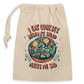 Je mange des biscuits parce que la salade me rend triste - Sac cadeau en coton avec cordon (14 x 20 cm) - nature - Devant