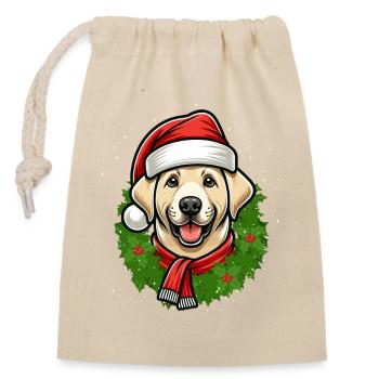 Noël Labrador Dog Friends - Sac cadeau en coton avec cordon (14 x 20 cm) - nature - Devant