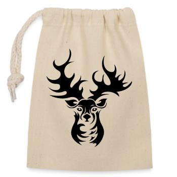 Rentier Elch Hirsch Geweih Illustration Symbol - Verschließbarer Geschenkbeutel aus Baumwolle (14x20cm) - Natur - Vorne