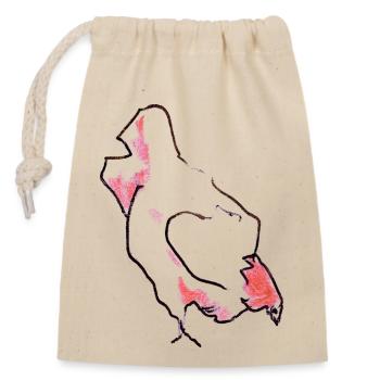 Poulet - Poule - Sac cadeau en coton avec cordon (14 x 20 cm) - nature - Devant