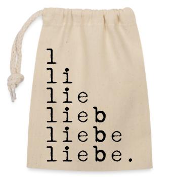 L LI LIE AMOUR AMOUR AMOUR. Noir de déclaration - Sac cadeau en coton avec cordon (14 x 20 cm) - nature - Devant
