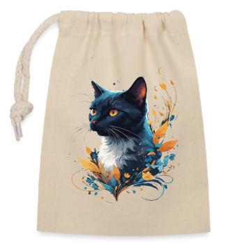 Colorful Cat - Closable cotton gift bag (14x20cm) - nature - Front