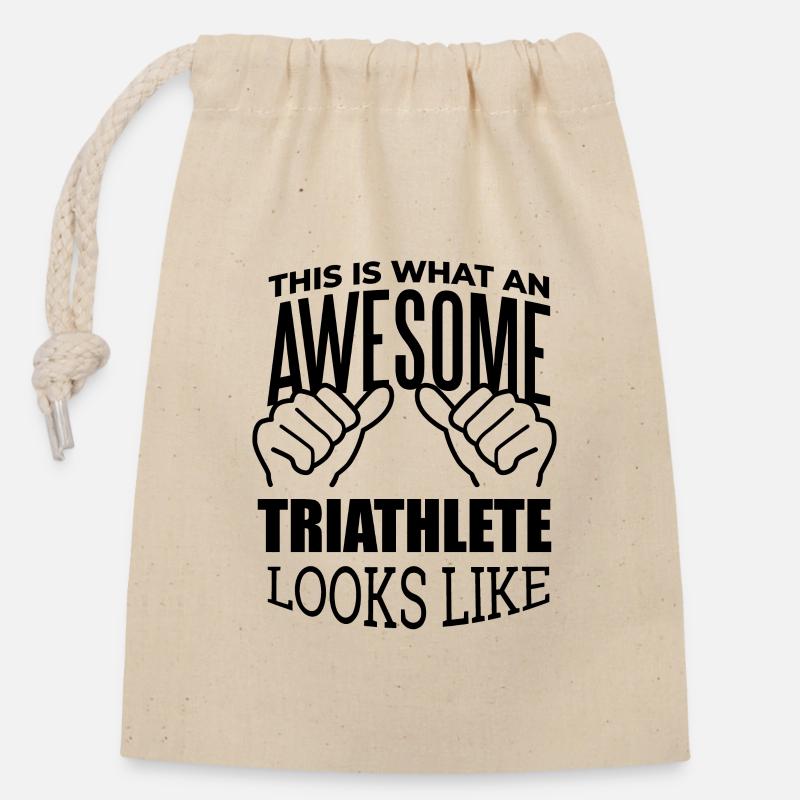 Triathlon - Verschließbarer Geschenkbeutel aus Baumwolle (14x20cm) - Natur