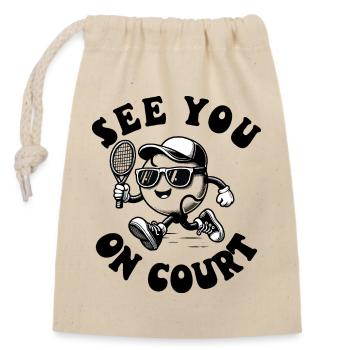 Chemise de tennis à bientôt sur le court mignon design sweat à capuche - Sac cadeau en coton avec cordon (14 x 20 cm) - nature - Devant
