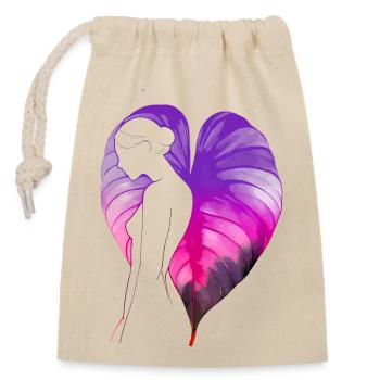 Flowers Women girl fashion design art female style - Closable cotton gift bag (14x20cm) - nature - Front