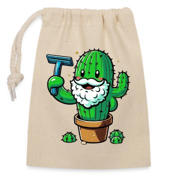 Cactus rasiert sich den Bart - Verschließbarer Geschenkbeutel aus Baumwolle (14x20cm) - Natur - Vorne