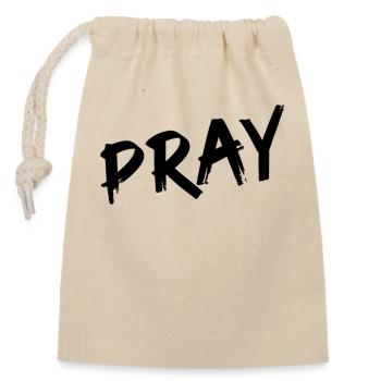 PRAY - Jesus Christus - Verschließbarer Geschenkbeutel aus Baumwolle (14x20cm) - Natur - Vorne